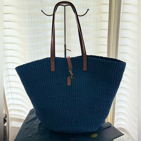 NWT Saint Laurent YSL Borsa A Mano Hobo Tote Bag In Blue/Orchid Brick - Picture 15 of 17